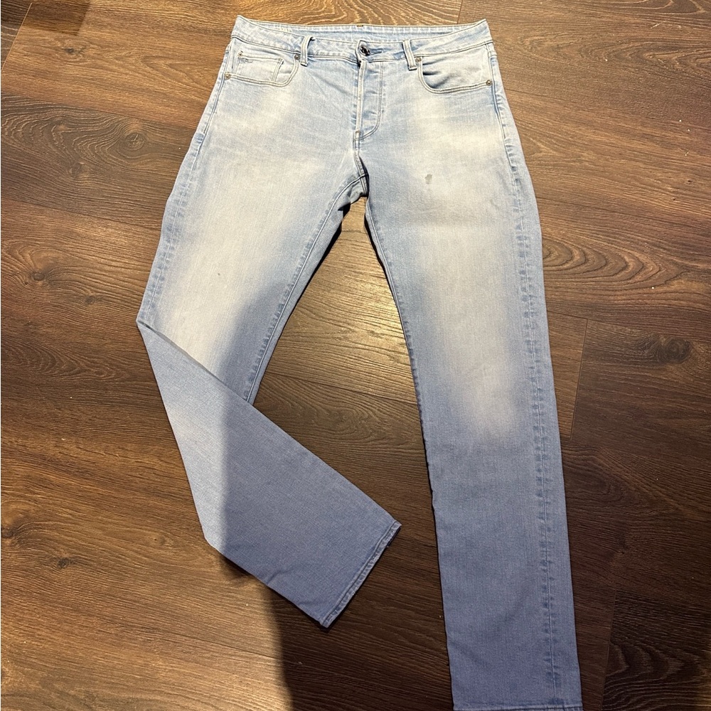 G-Star Blue Slim Jeans with Subtle Fading